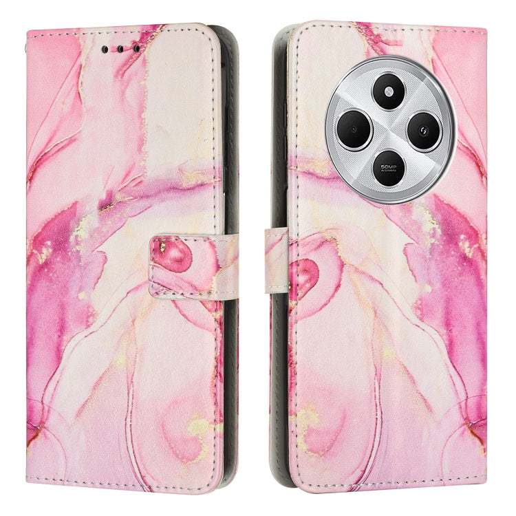 Rose pink marble leather wallet phone case with flip cover and card slot