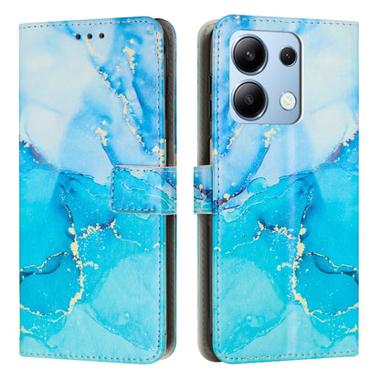 Blue marble leather phone wallet case with magnetic flap and camera cutout