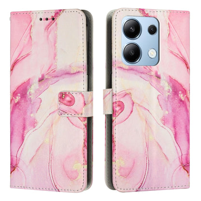 Pink marble leather phone wallet case with magnetic flap and camera cutout