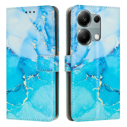 Blue marble leather phone wallet case with magnetic flap and camera cutout
