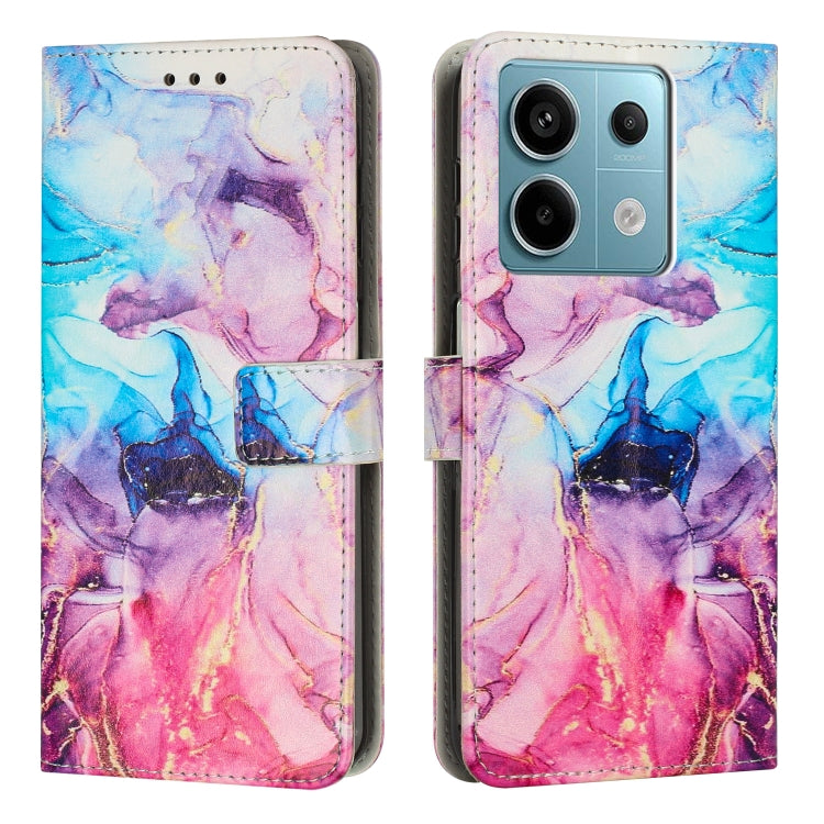 Multicolor marble leather wallet phone case with magnetic strap and camera cutout