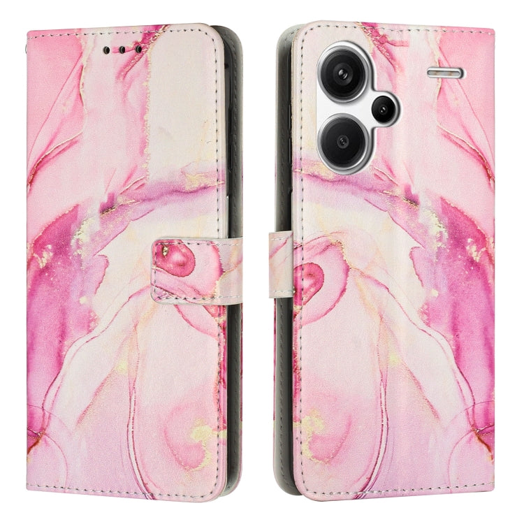 Marble pattern leather phone case with camera cutouts, light pink marble design.