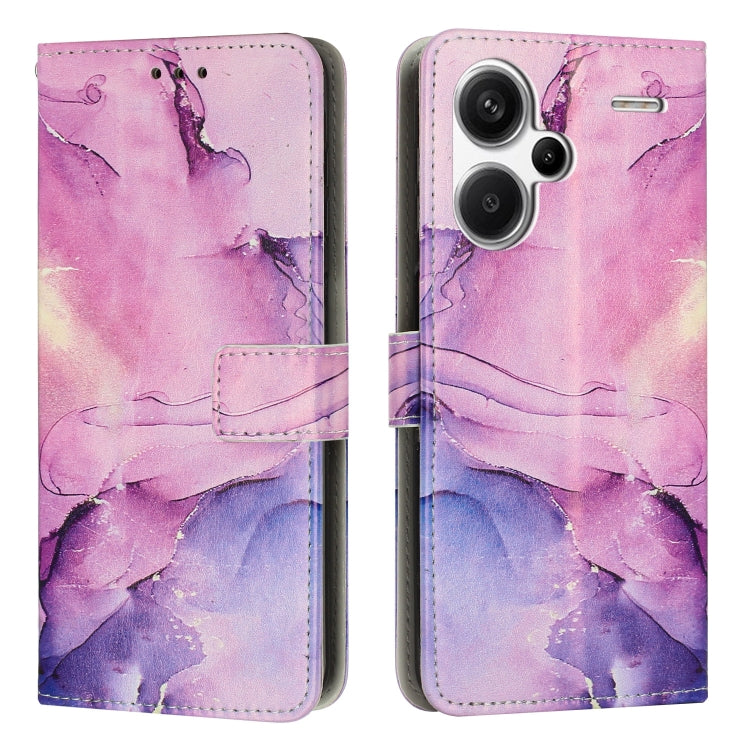 Pink and purple marble leather wallet phone case with magnetic strap and cutouts