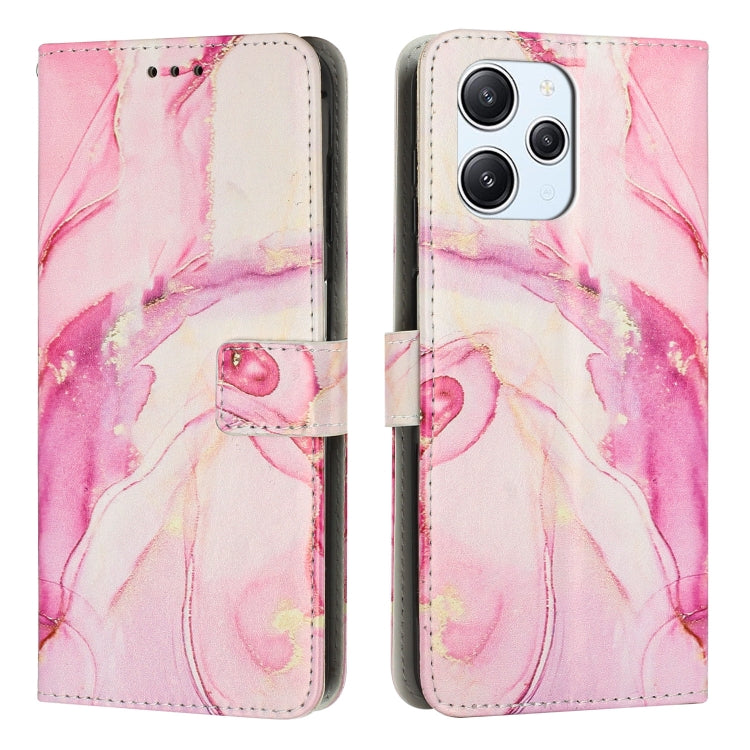 Pink marble leather wallet phone case with camera cutouts and magnetic strap