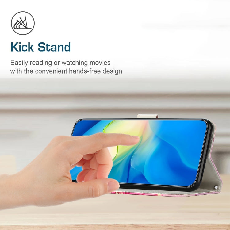 Blue painted marble pattern leather phone case with kickstand for hands-free viewing