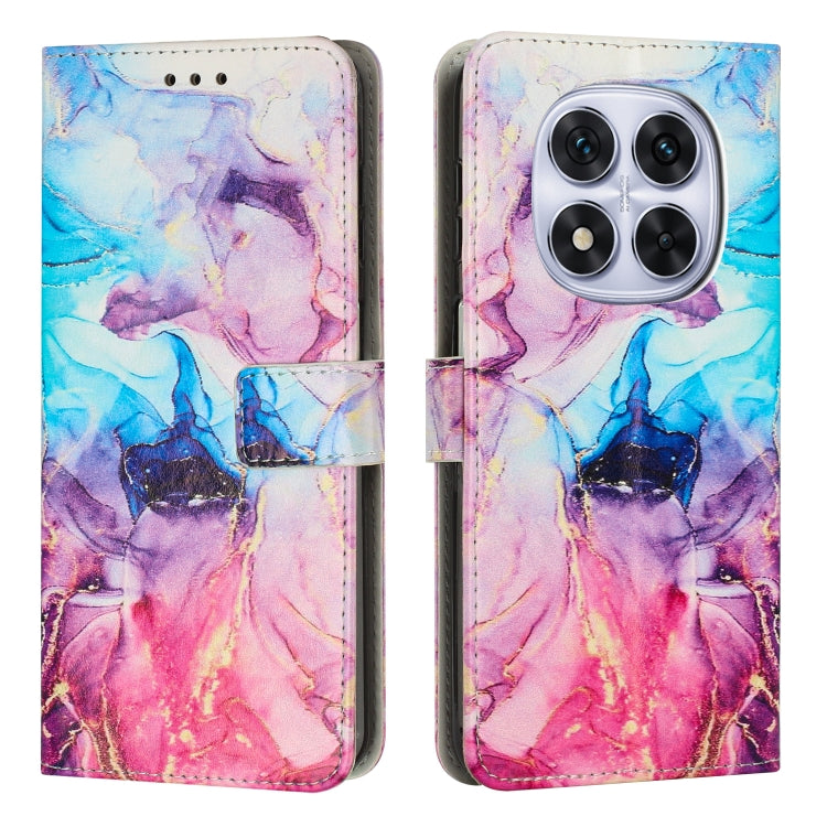Multicolor painted marble leather flip phone case with card slots and camera cutout