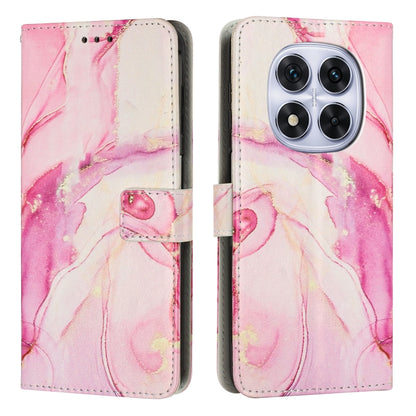 Pink painted marble leather flip phone case with card slots and camera cutout