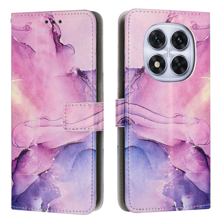 Purple-pink painted marble leather-style wallet phone case with magnetic flap