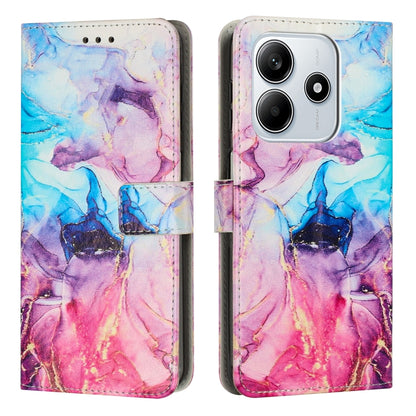 Multicolor painted marble leather flip phone case with card slots and camera cutout