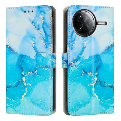 Blue marble leather wallet phone case with flip cover and card slot