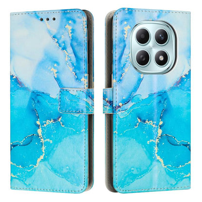 Blue marble pattern leather wallet phone case with flip cover and camera cutout
