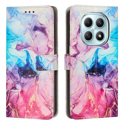 Pink and blue marble pattern leather wallet phone case with flip cover and cutouts