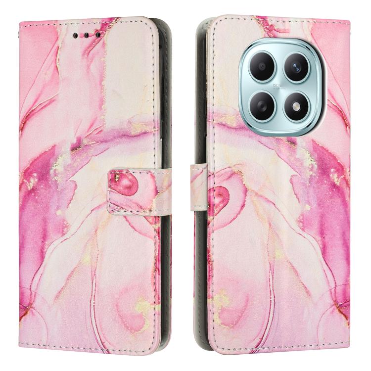 Light pink marble pattern leather wallet phone case with flip cover and camera cutout