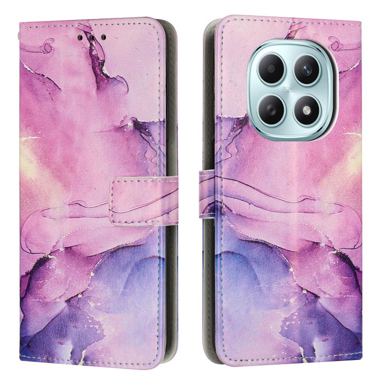 Pink purple marble pattern leather wallet phone case with flip cover and camera cutout