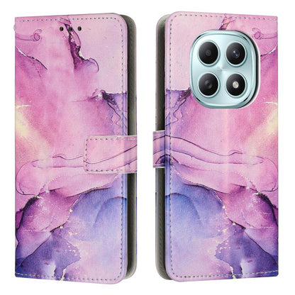 Pink purple marble pattern leather wallet phone case with flip cover and camera cutout