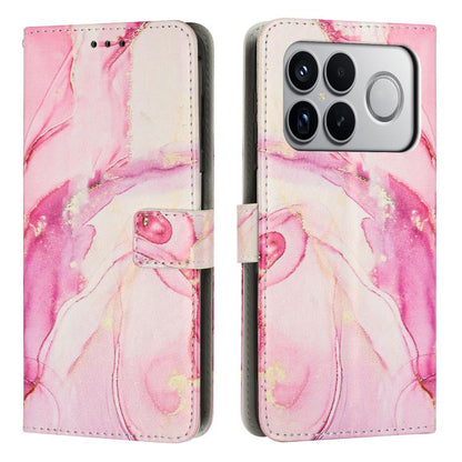 Pink marble pattern leather wallet phone case with flip cover and camera cutout
