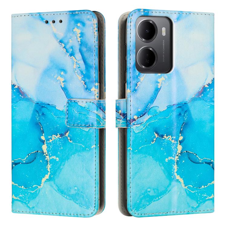 Blue marble pattern leather phone case with flip cover and card slot, for phone model fit