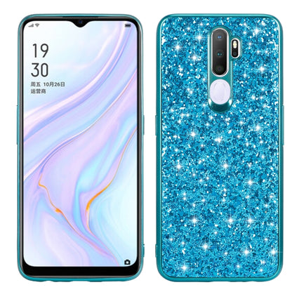Blue glitter TPU protective phone case with shockproof corners and cutouts
