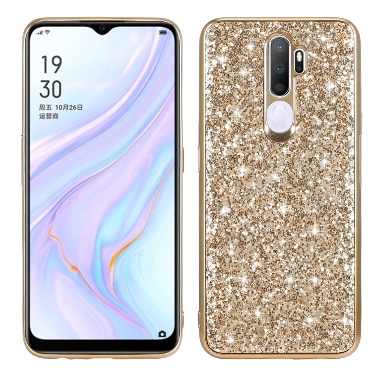 Gold glitter TPU shockproof phone case with camera cutout and anti-slip bumper
