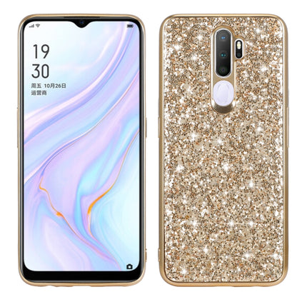 Gold glitter TPU shockproof phone case with camera cutout and anti-slip bumper