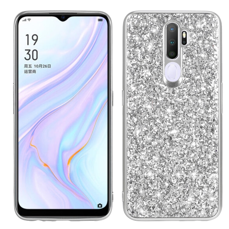 Silver glitter TPU shockproof phone case with camera and speaker cutouts
