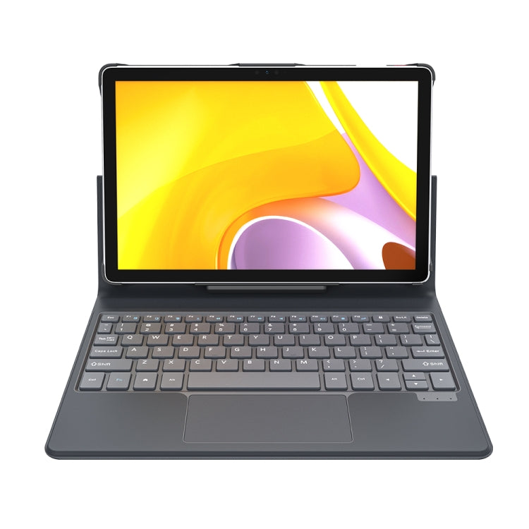 Dark gray Bluetooth keyboard case with folio cover for tablet, front view