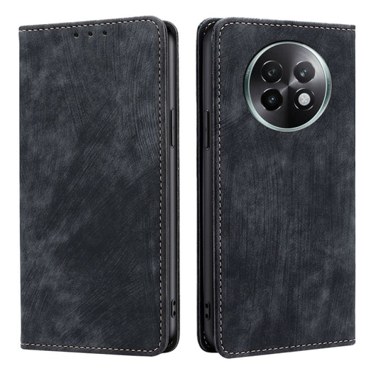 Magnetic leather phone case with camera cutout, dark gray/black