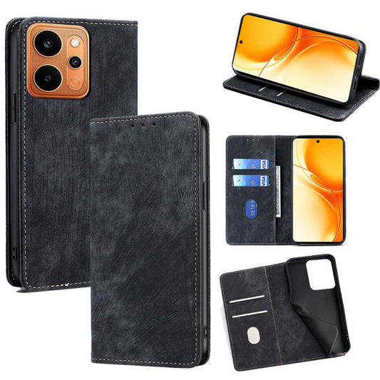 Black magnetic folio phone case with card slots and RFID anti-theft protection