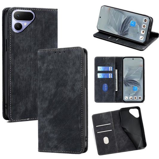 Black magnetic flip phone wallet case with card slots and stand cover