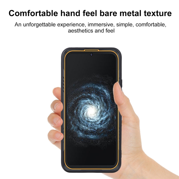 Black TPU phone case with rugged border, shown on a phone in hand