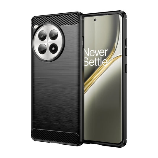 Brushed carbon fiber TPU phone case, black with raised camera and screen cutouts