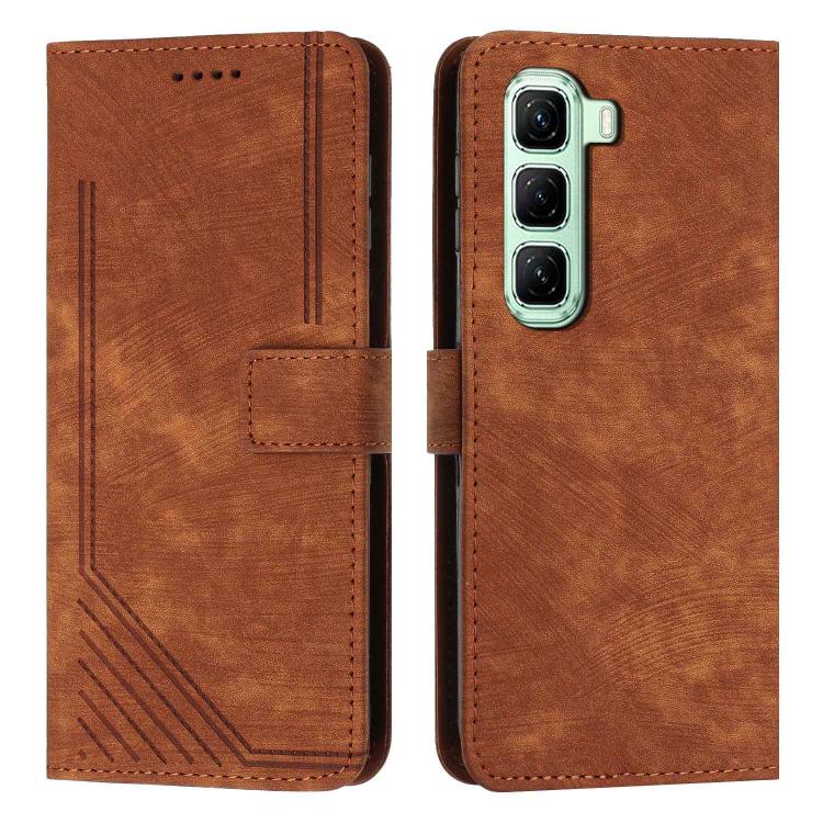Skin Feel Stripe Pattern Leather Phone Case with Lanyard, For Infinix Hot 70 Pro 5G, For Infinix Hot 70 5G, For Infinix Note Edge 5G, For Infinix Smart 20 4G, For Infinix Note 60 / 60 Pro 5G, For Infinix Hot 60 4G / Hot 60i 4G, For Infinix Hot 60 Pro+ ...