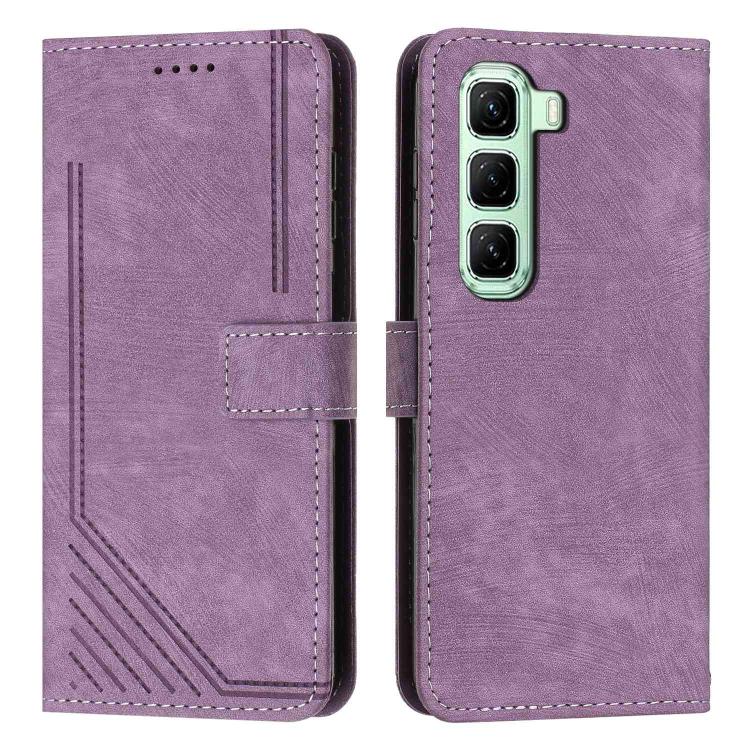 Skin Feel Stripe Pattern Leather Phone Case with Lanyard, For Infinix Hot 70 Pro 5G, For Infinix Hot 70 5G, For Infinix Note Edge 5G, For Infinix Smart 20 4G, For Infinix Note 60 / 60 Pro 5G, For Infinix Hot 60 4G / Hot 60i 4G, For Infinix Hot 60 Pro+ ...