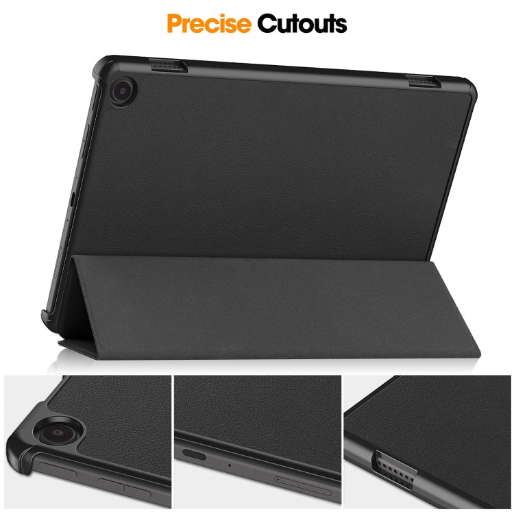 Black 3-fold tablet case with precise cutouts and flip stand cover