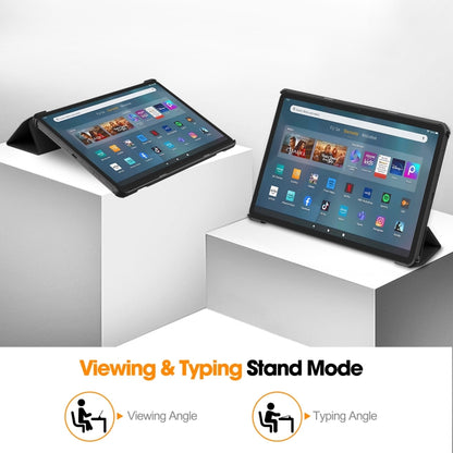Black 3-fold tablet case with viewing and typing stand positions