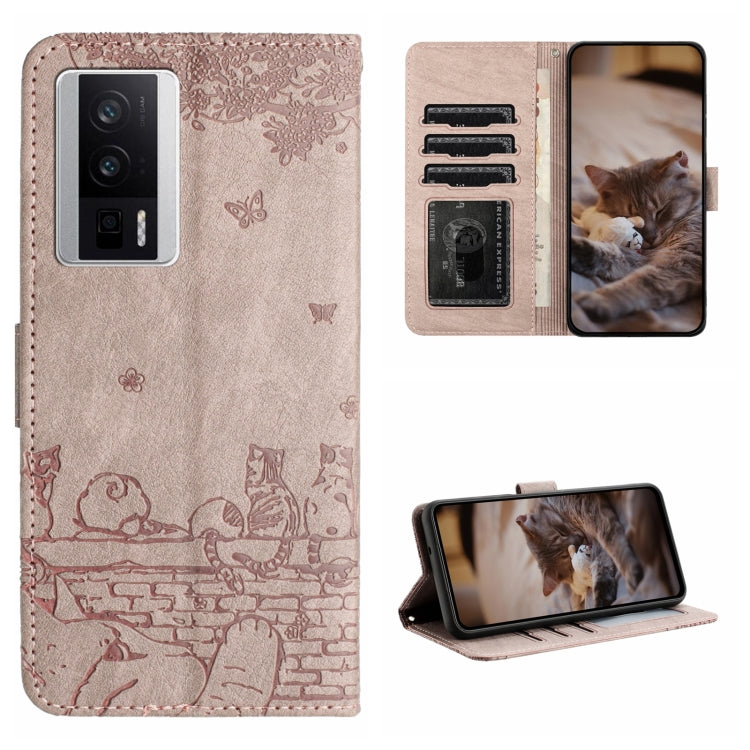 Beige cat embossed leather-style phone case with lanyard, card slots and fold stand.