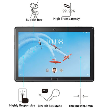 Tempered glass screen protector on tablet screen, bubble-free and high transparency