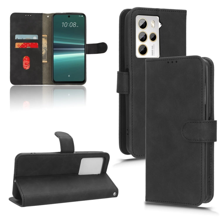 Black magnetic flip leather phone case with side strap and camera cutout