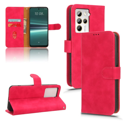 Red magnetic flip leather phone case with built-in stand