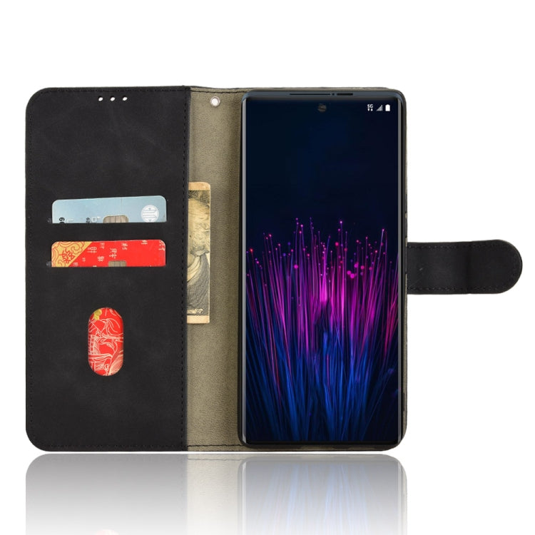 Black magnetic flip leather phone case with card slots and inner pocket