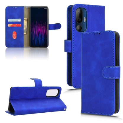 Blue magnetic flip leather phone case with folio cover and card slot