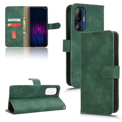 Green magnetic flip leather phone case with folio cover and card slot