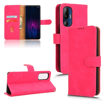 Rose red magnetic flip leather phone case with folio cover and card slot