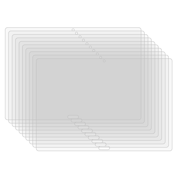 Clear tempered glass tablet screen protectors, stacked pack