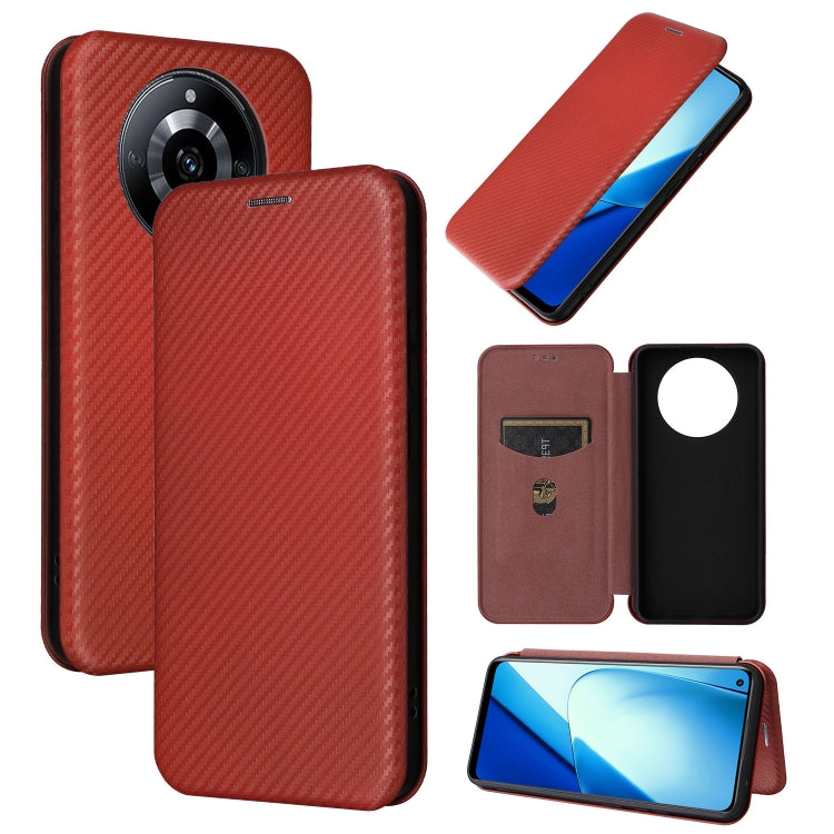 Carbon fiber textured flip leather phone case, red with camera cutout