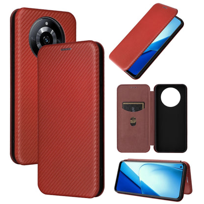 Carbon fiber textured flip leather phone case, red with camera cutout