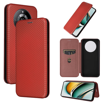 Carbon fiber textured flip leather phone case, burgundy red with circular finger slot
