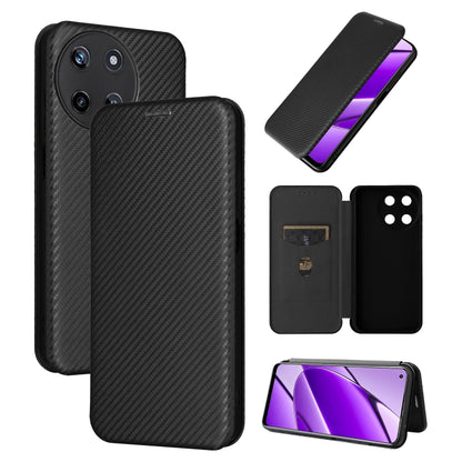 Black carbon-fiber texture flip phone case with card slot and camera cutouts