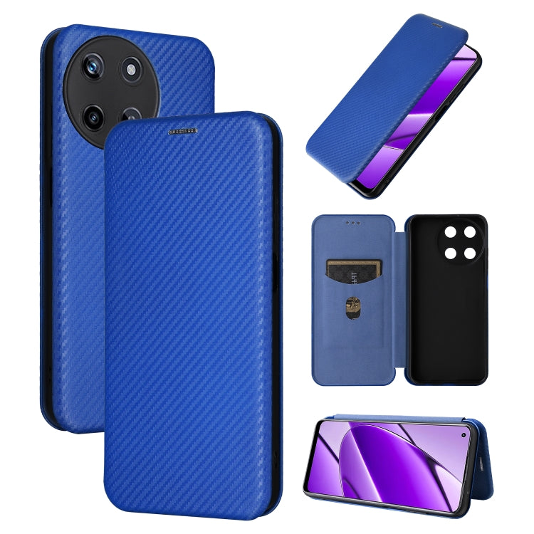 Blue carbon-fiber texture flip phone case with card slot and camera cutouts