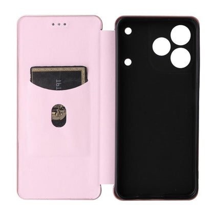 Pink flip phone case with inner card slot window and open front cover